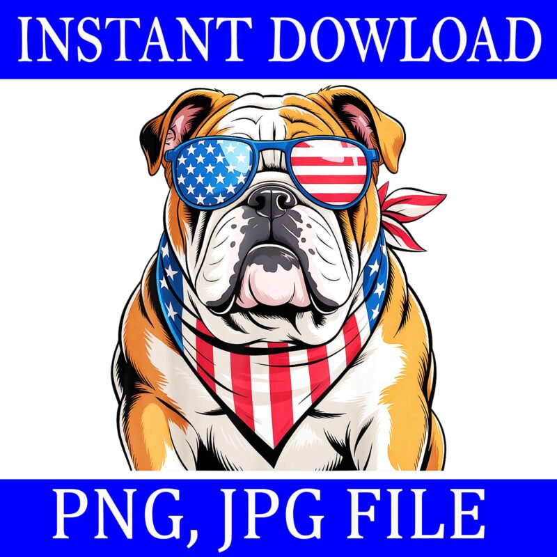 Bulldog 4th Of July 2025 PNG, Bulldog Flag USA PNG