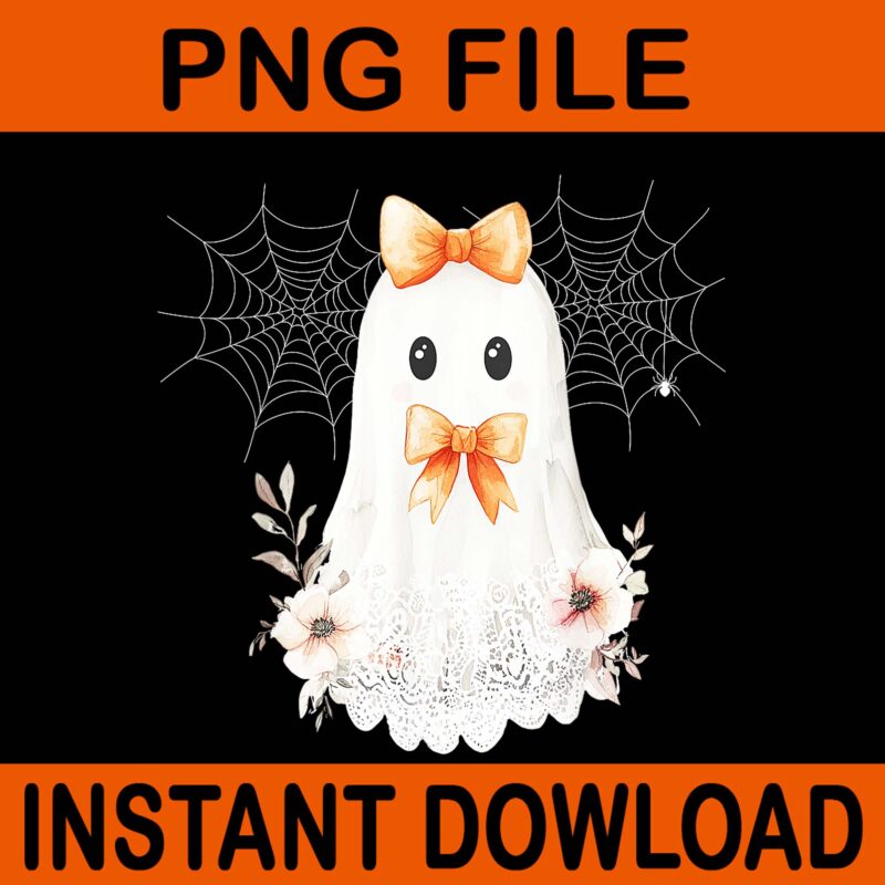Coquette Flower Ghost Lace Spooky Halloween PNG, Coquette Flower Ghost PNG
