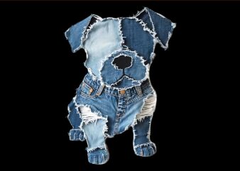Retro funny denim patch animal dog png