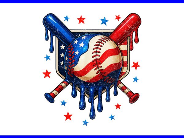 4th of july baseball drip patriotic american flag png, 4th of july baseball drip
