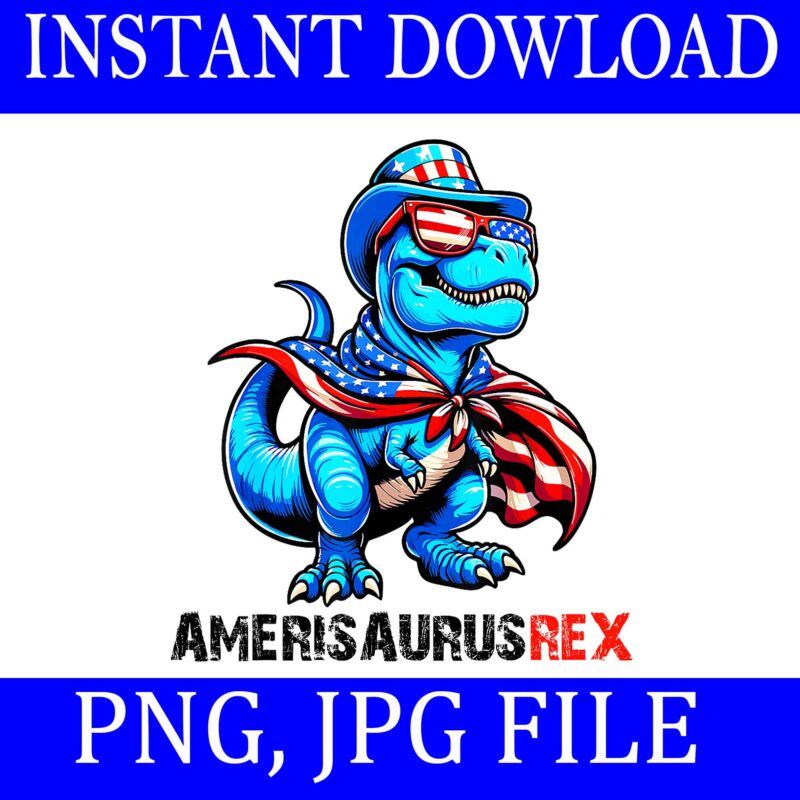 Dinosaur 4th of July PNG, Amerisaurus Rex PNG