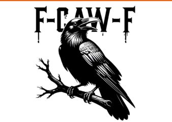 Black Crow PNG, F-Caw-F Black Bird Moon Gothic PNG, F-Caw-F Bird Halloween PNG