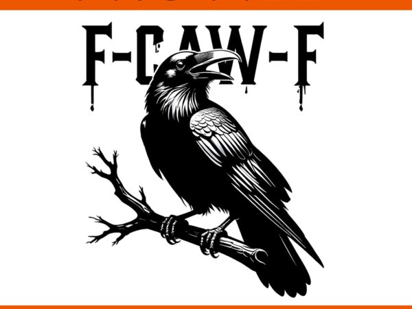 Black crow png, f-caw-f black bird moon gothic png, f-caw-f bird halloween png t shirt template