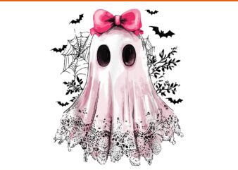 Coquette Ghost Halloween PNG, Flower Ghost Spooky PNG, Coquette Flower Ghost PNG
