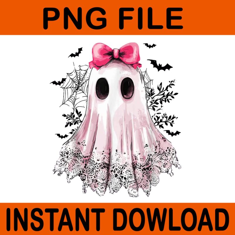 Coquette Ghost Halloween PNG, Flower Ghost Spooky PNG, Coquette Flower Ghost PNG
