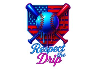 Respect The Drip Baseball Drip PNG, Baseball Drip Ice Cream 4th Of July PNG