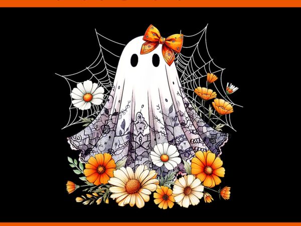 Coquette ghost halloween png, flower ghost spooky halloween png t shirt vector file