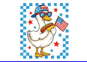 Duck USA Flag Hot Dog 4th Of July PNG, Duck 4th Of July PNG