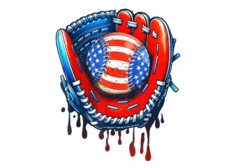 Baseball Drip Ice Cream Sprinkles 4th Of July Baseball Glove PNG