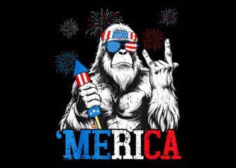 Bigfoot Merica 4th Of July PNG, Bigfoot Merica PNG