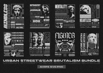 Urban Streetwear Brutalism T-shirt Designs Bundle