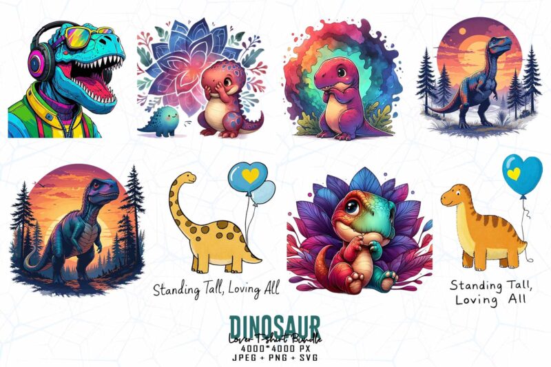 Trendy Retro Dinosaur Graphics t-shirt design jpeg & png designs