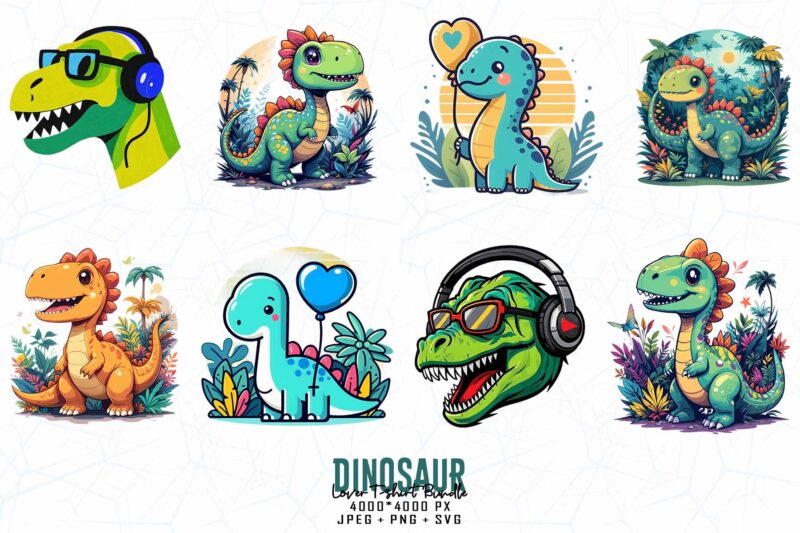 Colourful Vintage Dinosaur t-shirt design download instantly Retro Vintage T-shirt
