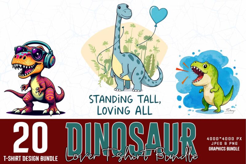 Cute Dinosaur Illustration T-shirt design – download instantly Retro Vintage T-shirt