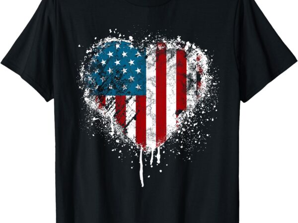 Vintage usa heart 4th of july patriotic american flag t-shirt