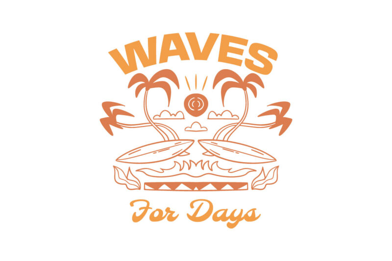 Retro Summer Surfing Beach T-shirt Designs Bundle