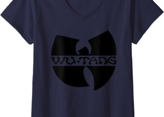Womens Classic Black Wu-Tang Logo V-Neck T-Shirt