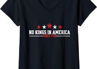 Womens Patriotic Pro-Democracy Protest June 14 No Kings In America V-Neck T-Shirt