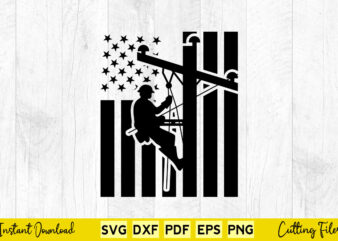 Lineman USA Flag Patriotic Lineman Svg Lineman