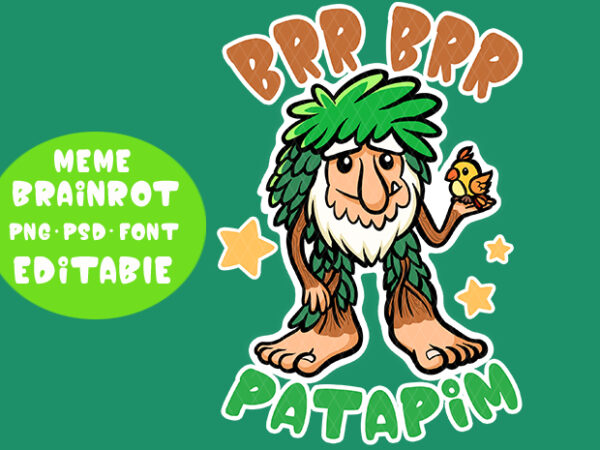 Hot trending brainrot meme, brr brr patapim, funny, cute, clipart t-shirt design