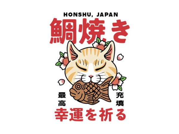 Neko taiyaki T shirt vector artwork