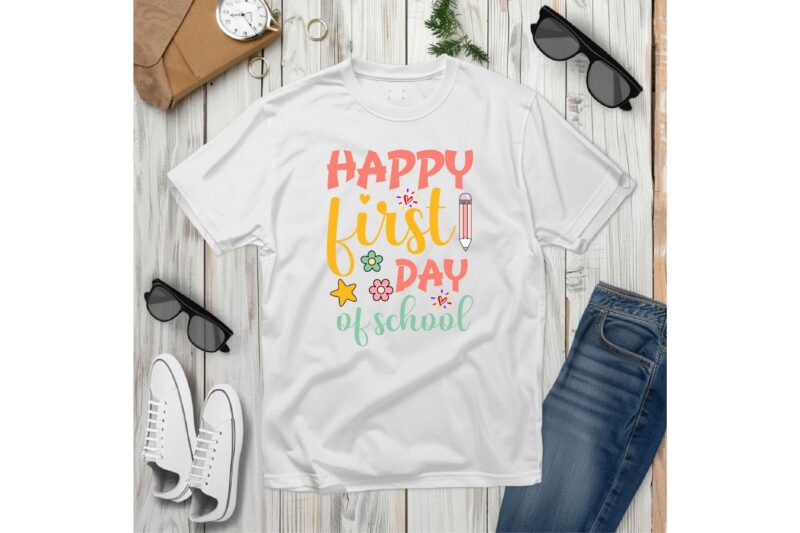 Happy First Day of School – Cute Back to School SVG Design, Fun and Colorful School Clipart, First Day of School SVG, Fun and Colorful svg
