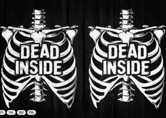 Dead Inside Skeleton Rib Cage Graphic T-Shirt