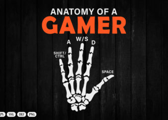 Anatomy Of A Gamer Skeleton Hand Funny Men Boys Kids Teens T-Shirt