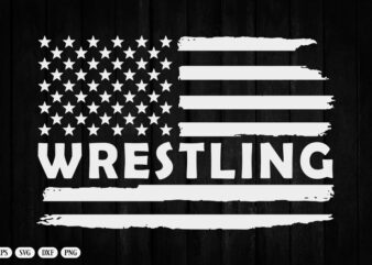 Wrestling USA Flag Vintage T-Shirt