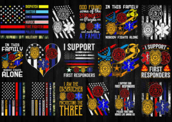 First Responders Hero Flag Nurse EMS Police FireFighter Military Vector T shirt Design