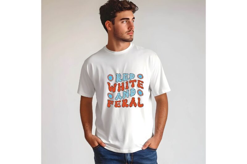 Red White and Feral – Bold Patriotic T-Shirt Design, Red White and Feral tee, usa t-shirt, usa tee 2026, 2026 trendy, 2025 tee