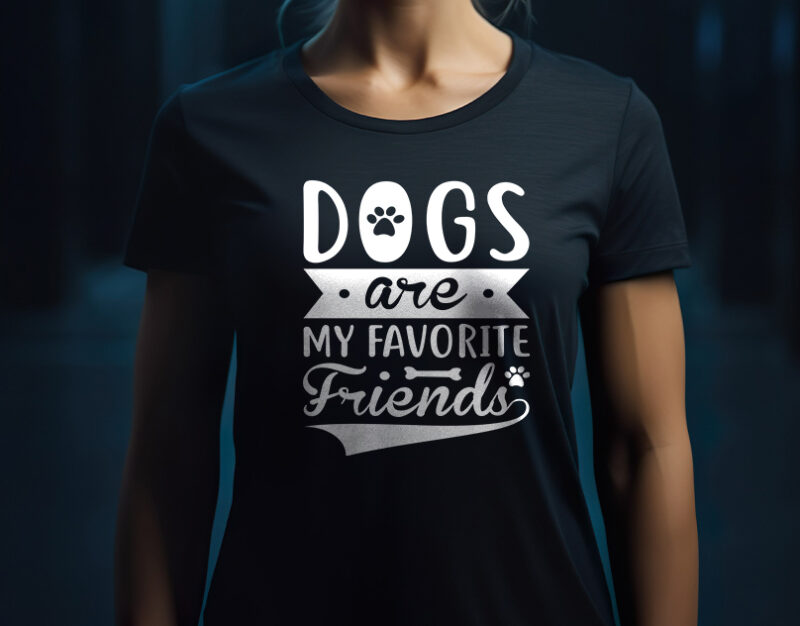 Dogs Are My Favourite Friends – Heartwarming Dog Lover T-Shirt Design | PNG & Vector | POD Ready