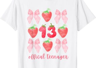 13th birthday official teenager strawberry coquette bow girl T-Shirt