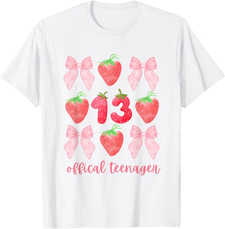 13th birthday official teenager strawberry coquette bow girl T-Shirt