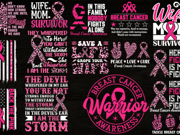17 breast cancer awareness t-shirt design, pink ribbon svg