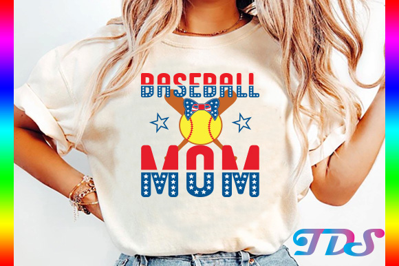 Baseball Mom T-shirt Design, 4th of July