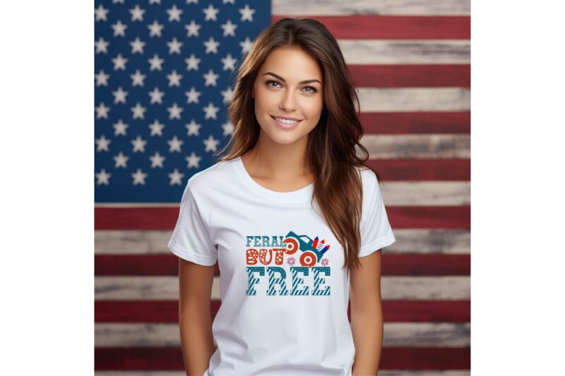Feral But Free – Wild Spirit T-Shirt Design, Bold Freedom Graphic Tee, Untamed & Free Patriotic Shirt