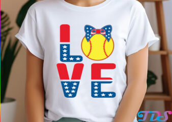 Love Softball, 4th of July T-shirt design
