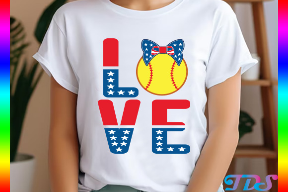 Love softball, 4th of july t-shirt design