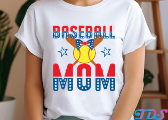 Baseball Mom T-shirt Design, 4th of July