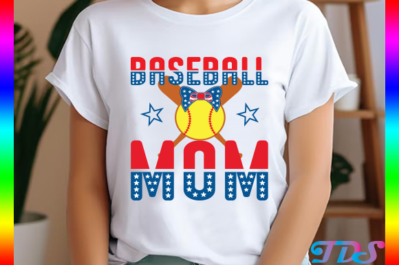 Baseball Mom T-shirt Design, 4th of July