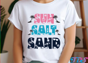 Sun Salt Sand, Retro Summer PNG File