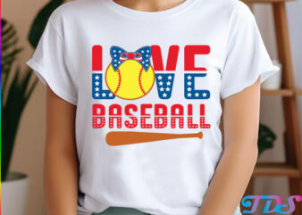 Love baseball, 4th of july tshirt design