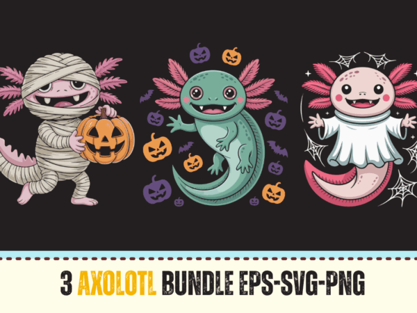 3 halloween axolotl bundle | cute axolotl svg png eps for halloween crafts 3 halloween axolotl bundle | cute axolotl svg png eps for halloween crafts