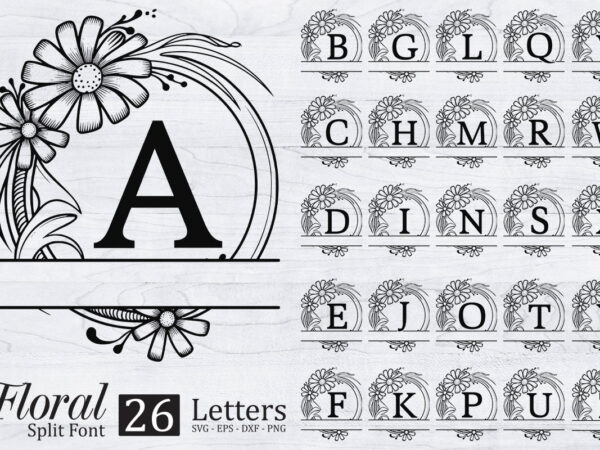 Floral split alphabet letter svg, alphabet name svg t shirt graphic design Floral split alphabet letter svg, alphabet name svg t shirt graphic design