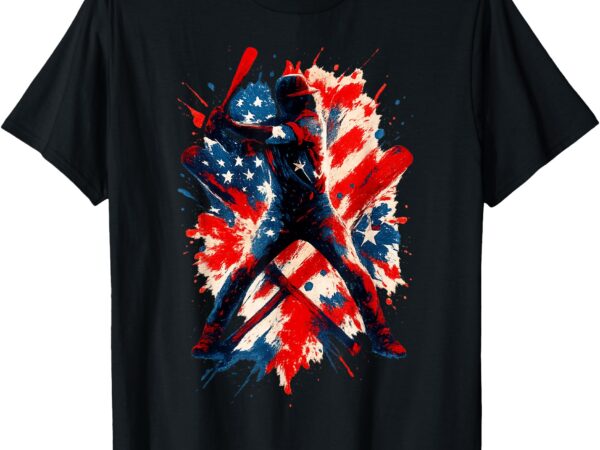 American baseball drip patriotic for boys ball and bat youth t-shirt