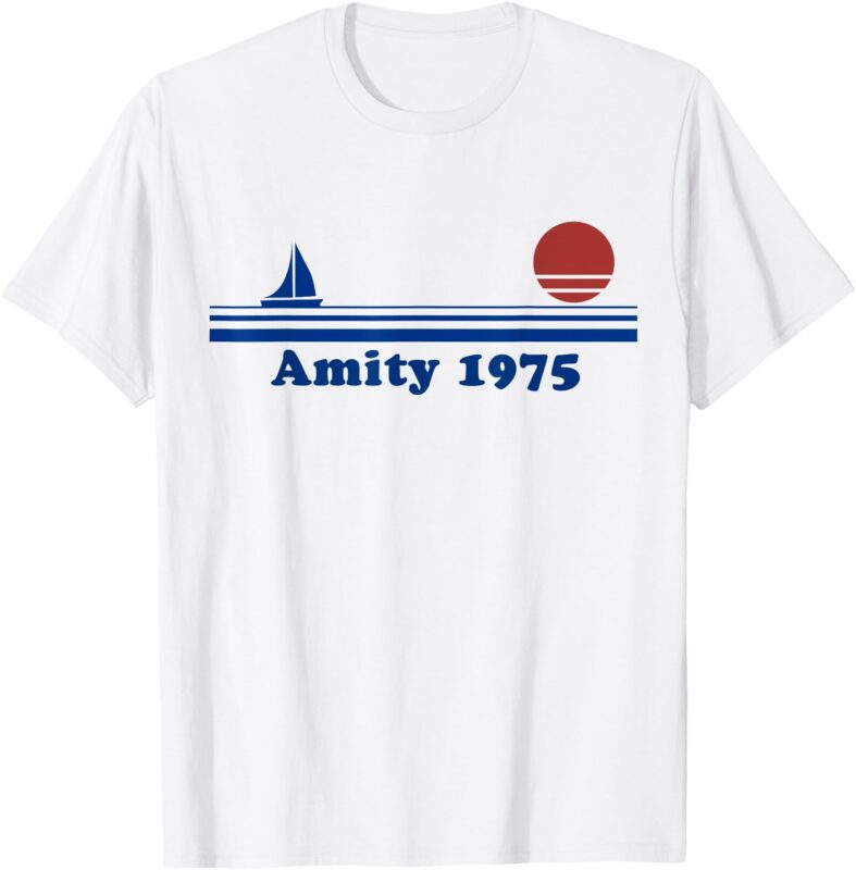 Amity 1975 Sunset – Sailboat Sunrise Summer Ocean Vacation T-Shirt