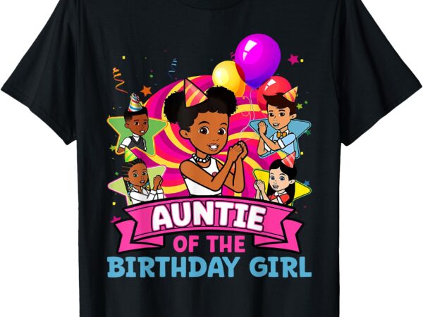 Auntie the birthday girl party pink doll family decorations t-shirt