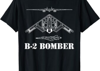 B-2 Bomber Aircraft Schematic Military Stealth Bomber B2 T-Shirt