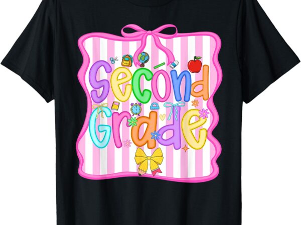 Back to school second grade girls bow 2nd grade teacher kids t-shirt